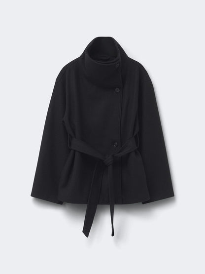 Belted Wool-Blend Wrap Coat