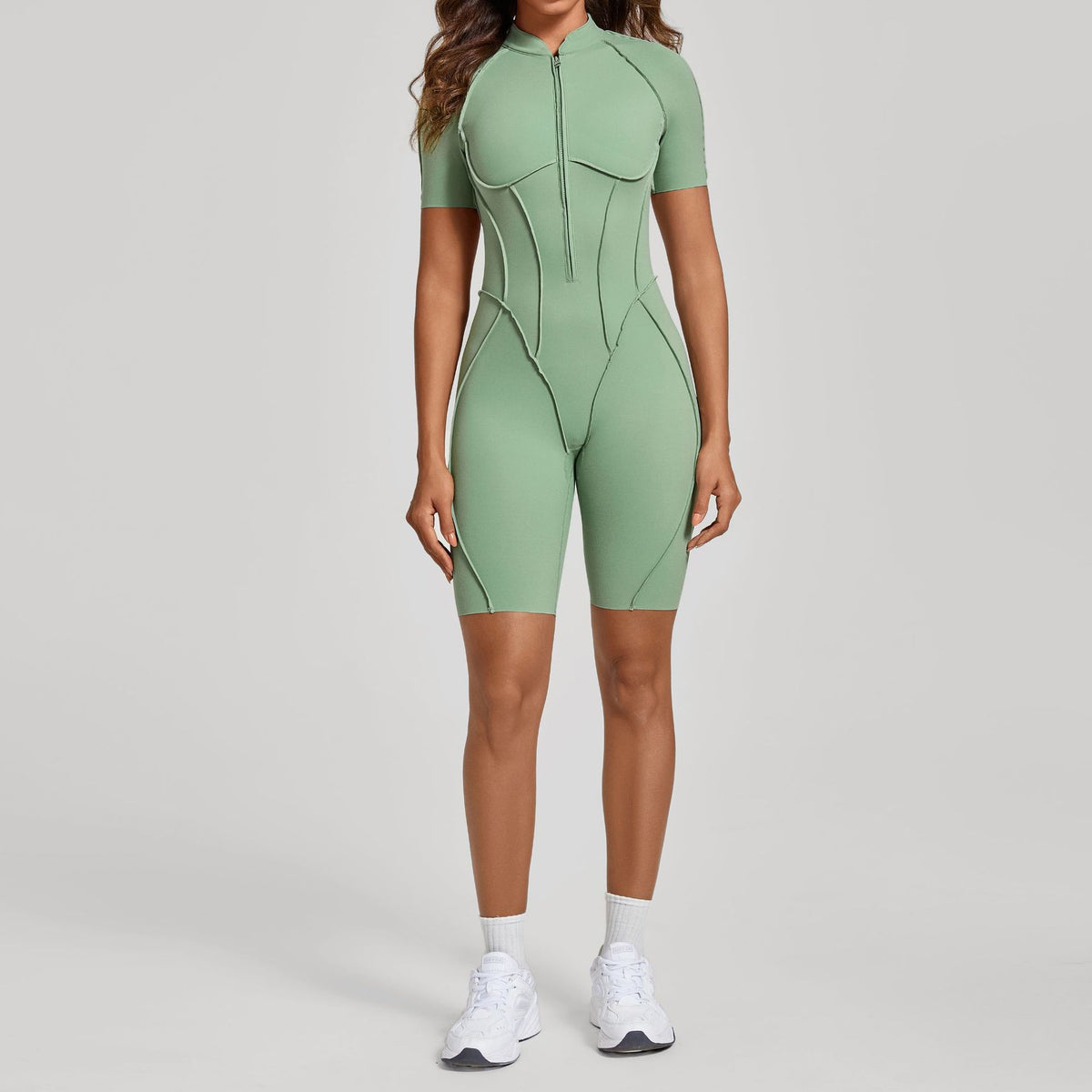 Backless Zip-Up Fitness Jumpsuit