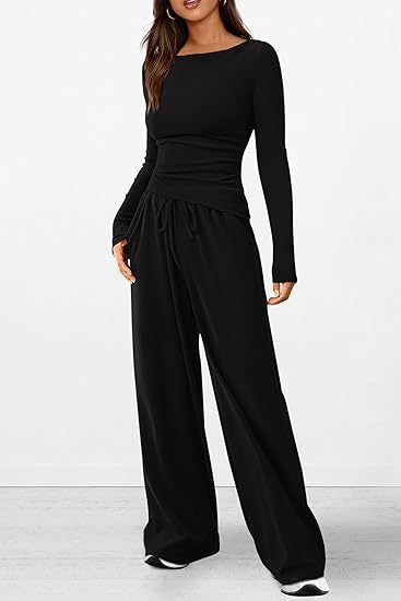Asymmetric Top & Wide Leg Pants Set