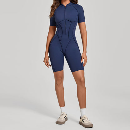 Backless Zip-Up Fitness Jumpsuit