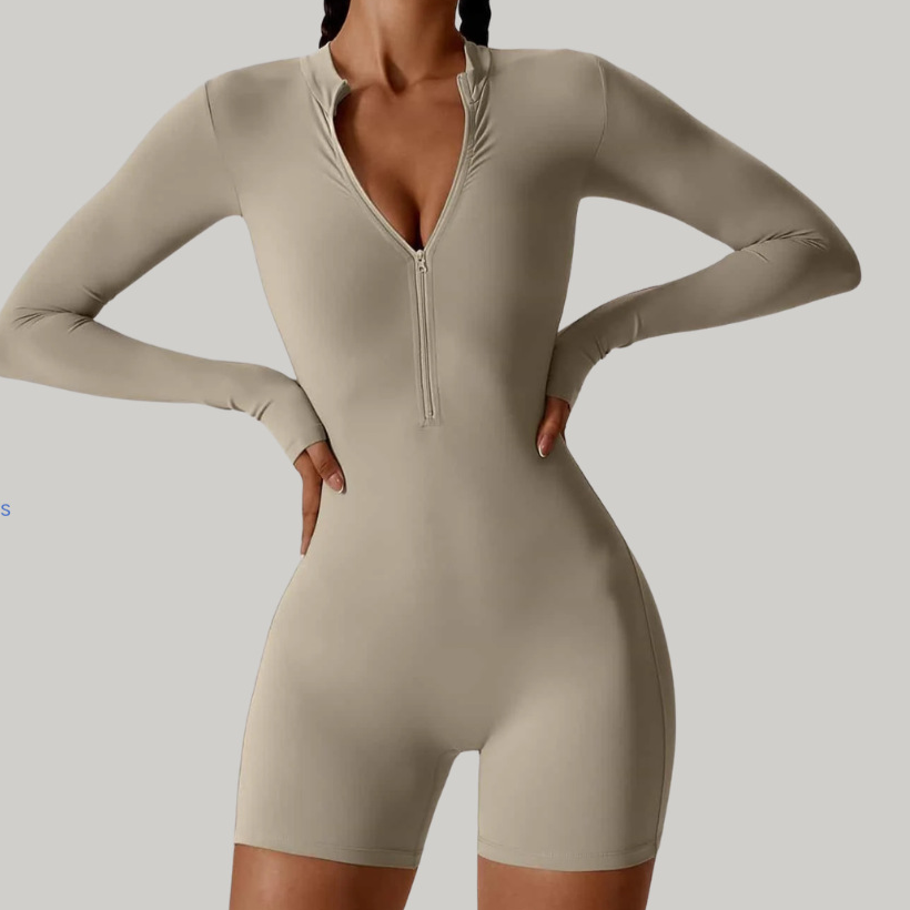 Zip-Up Long Sleeve Sport Jumpsuit