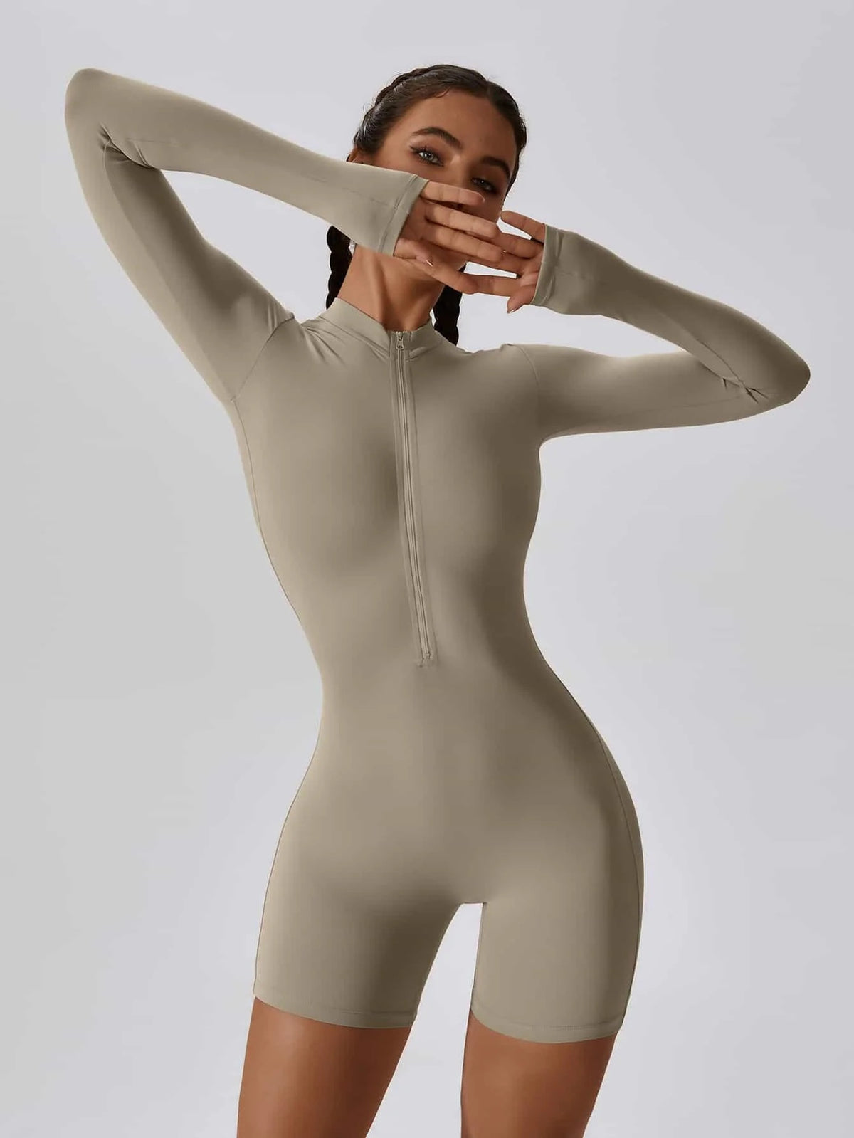 Zip-Up Long Sleeve Sport Jumpsuit