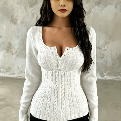 Cable Knit Square Neck Pullover