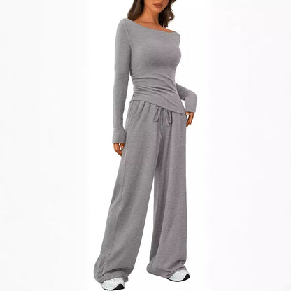 Asymmetric Top & Wide Leg Pants Set