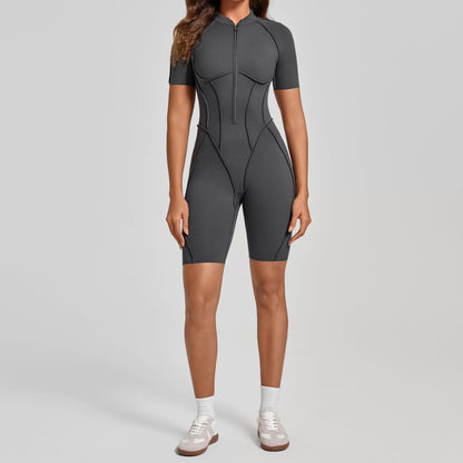 Backless Zip-Up Fitness Jumpsuit