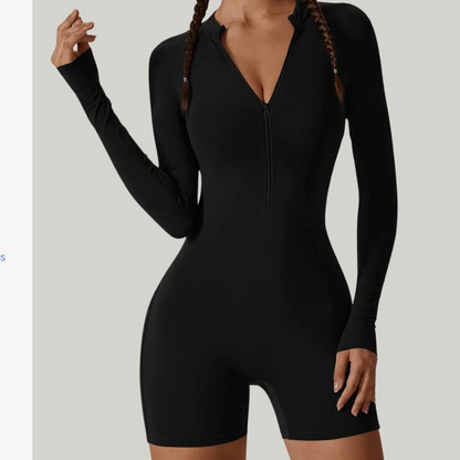 Zip-Up Long Sleeve Sport Jumpsuit