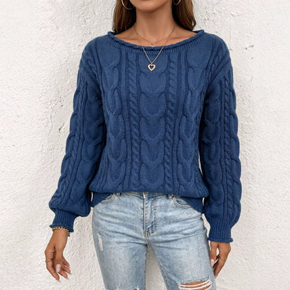 Off-Shoulder Cable Knit Sweater