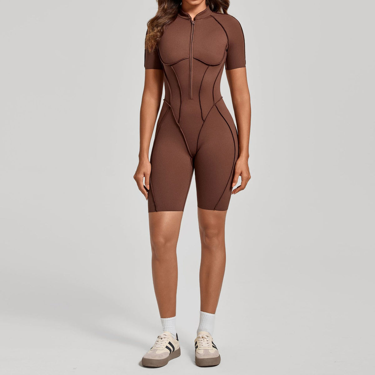 Backless Zip-Up Fitness Jumpsuit
