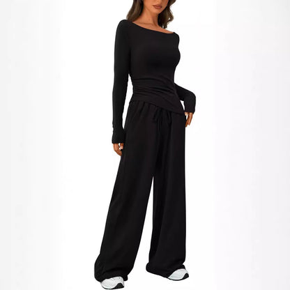 Asymmetric Top & Wide Leg Pants Set