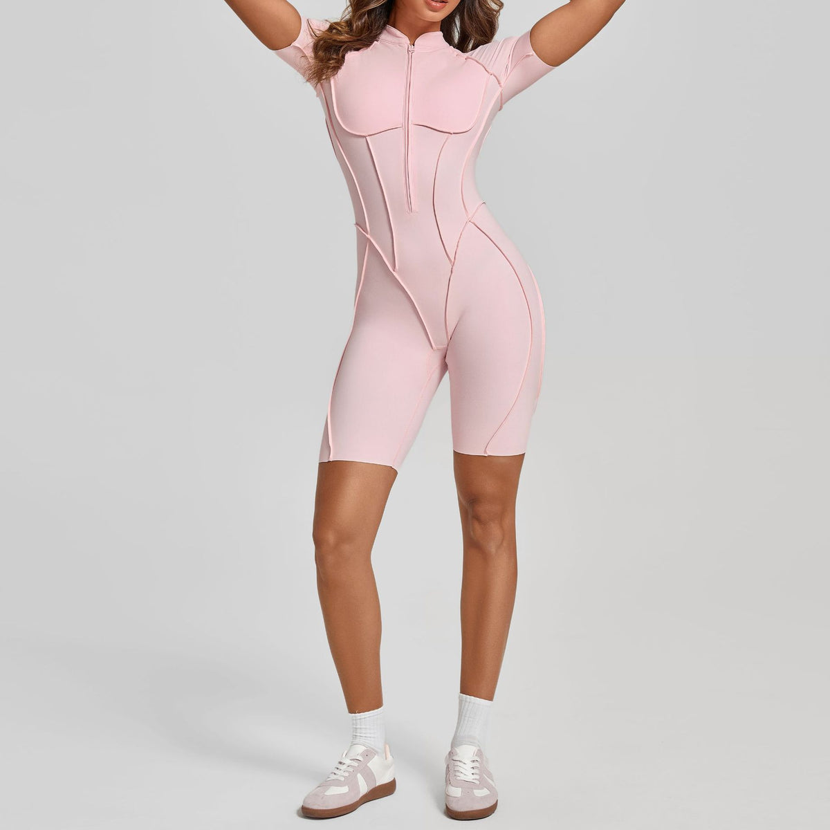 Backless Zip-Up Fitness Jumpsuit