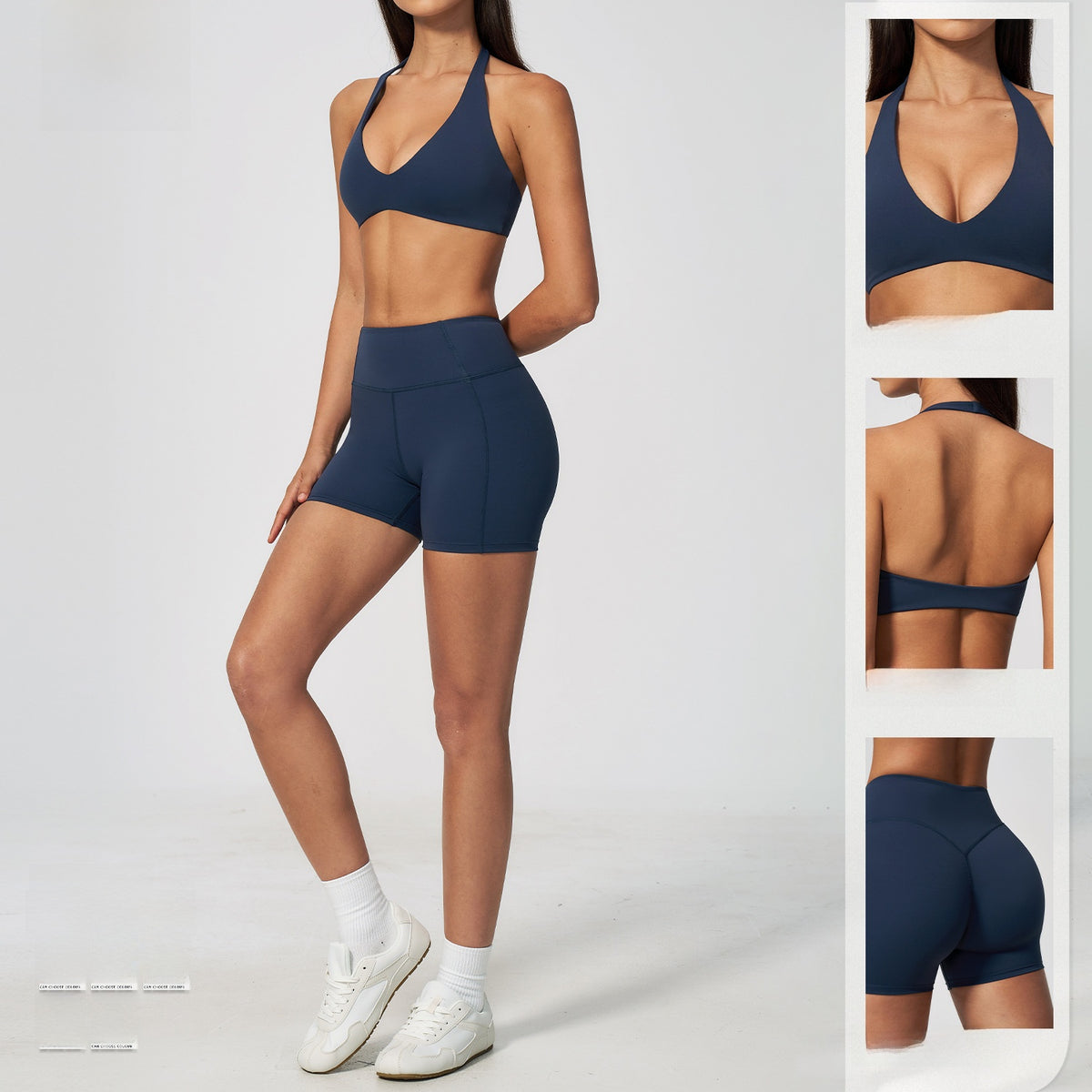 V-Neck Crop Top & Shorts Sports Set