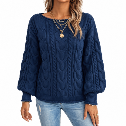 Off-Shoulder Cable Knit Sweater