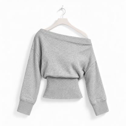 Off-Shoulder Knit Crop Sweater