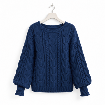 Off-Shoulder Cable Knit Sweater