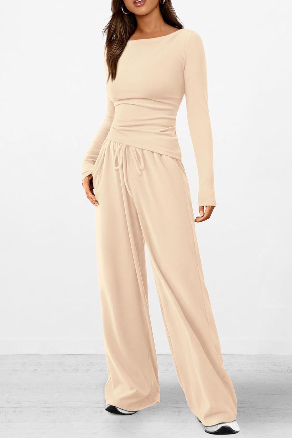 Asymmetric Top & Wide Leg Pants Set