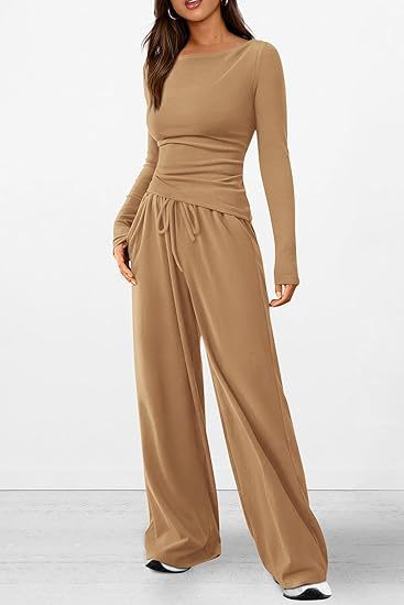Asymmetric Top & Wide Leg Pants Set