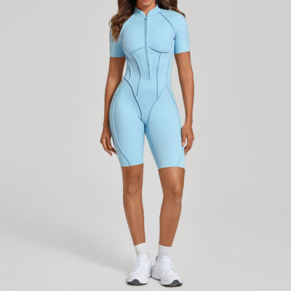 Backless Zip-Up Fitness Jumpsuit