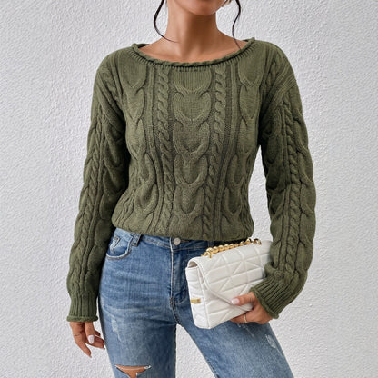 Off-Shoulder Cable Knit Sweater