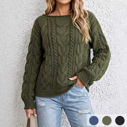 Off-Shoulder Cable Knit Sweater