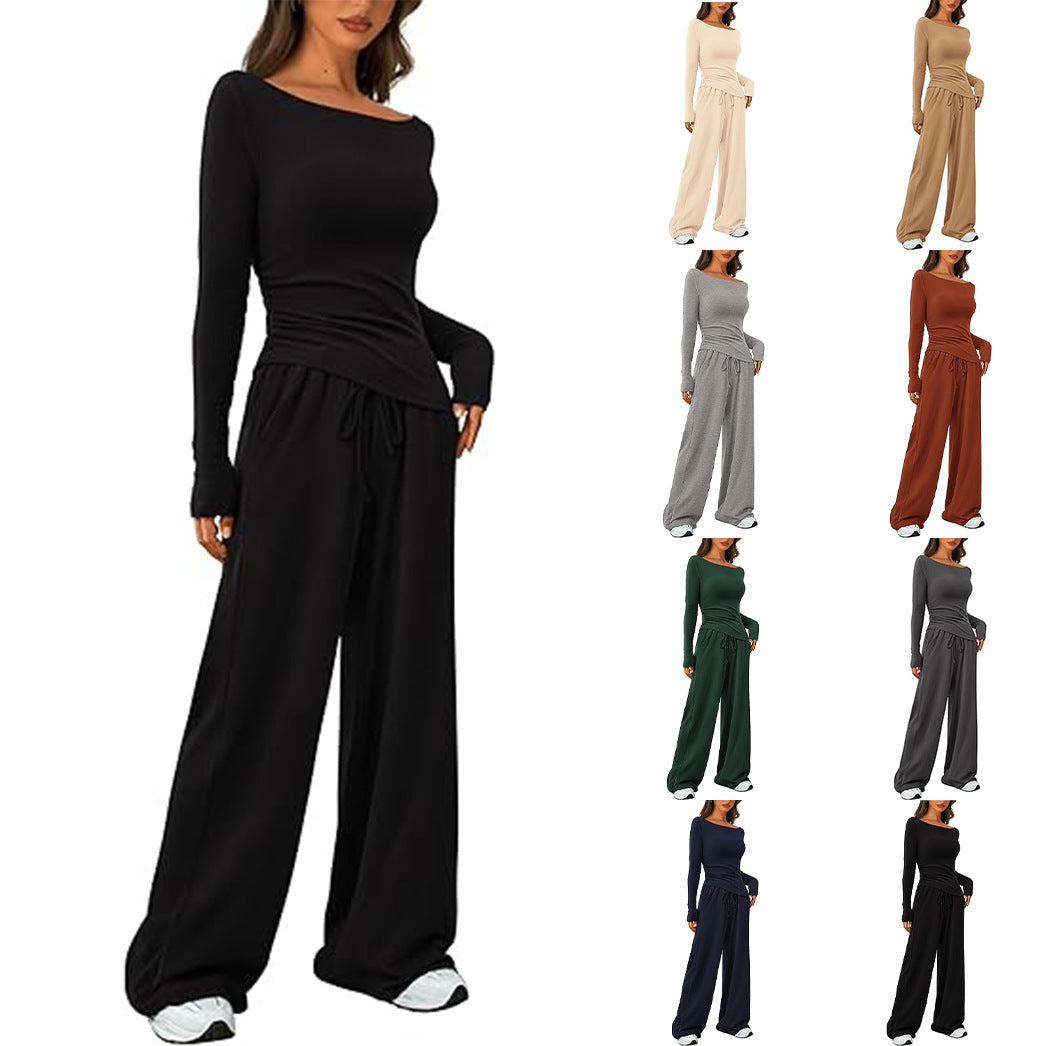 Asymmetric Top & Wide Leg Pants Set