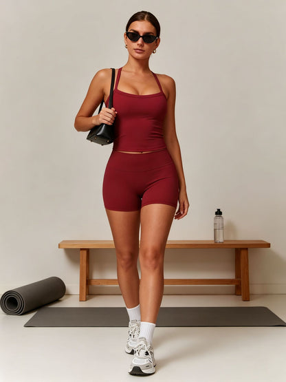 High Waist Seamless Yoga Shorts Set