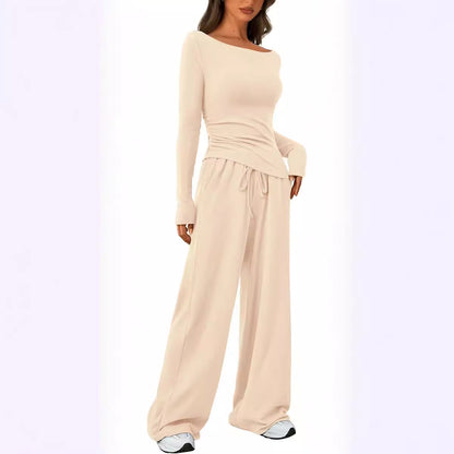 Asymmetric Top & Wide Leg Pants Set