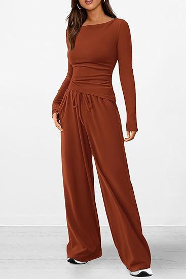 Asymmetric Top & Wide Leg Pants Set