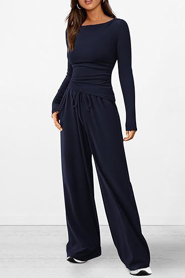 Asymmetric Top & Wide Leg Pants Set