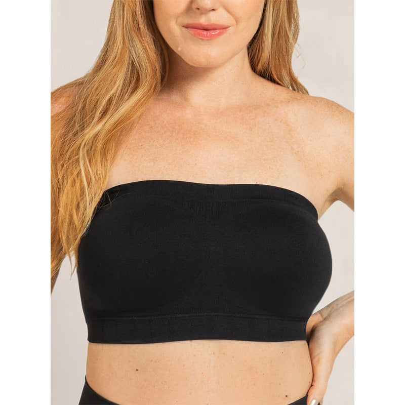 Wireless Seamless Bandeau Bra with Detachable Straps