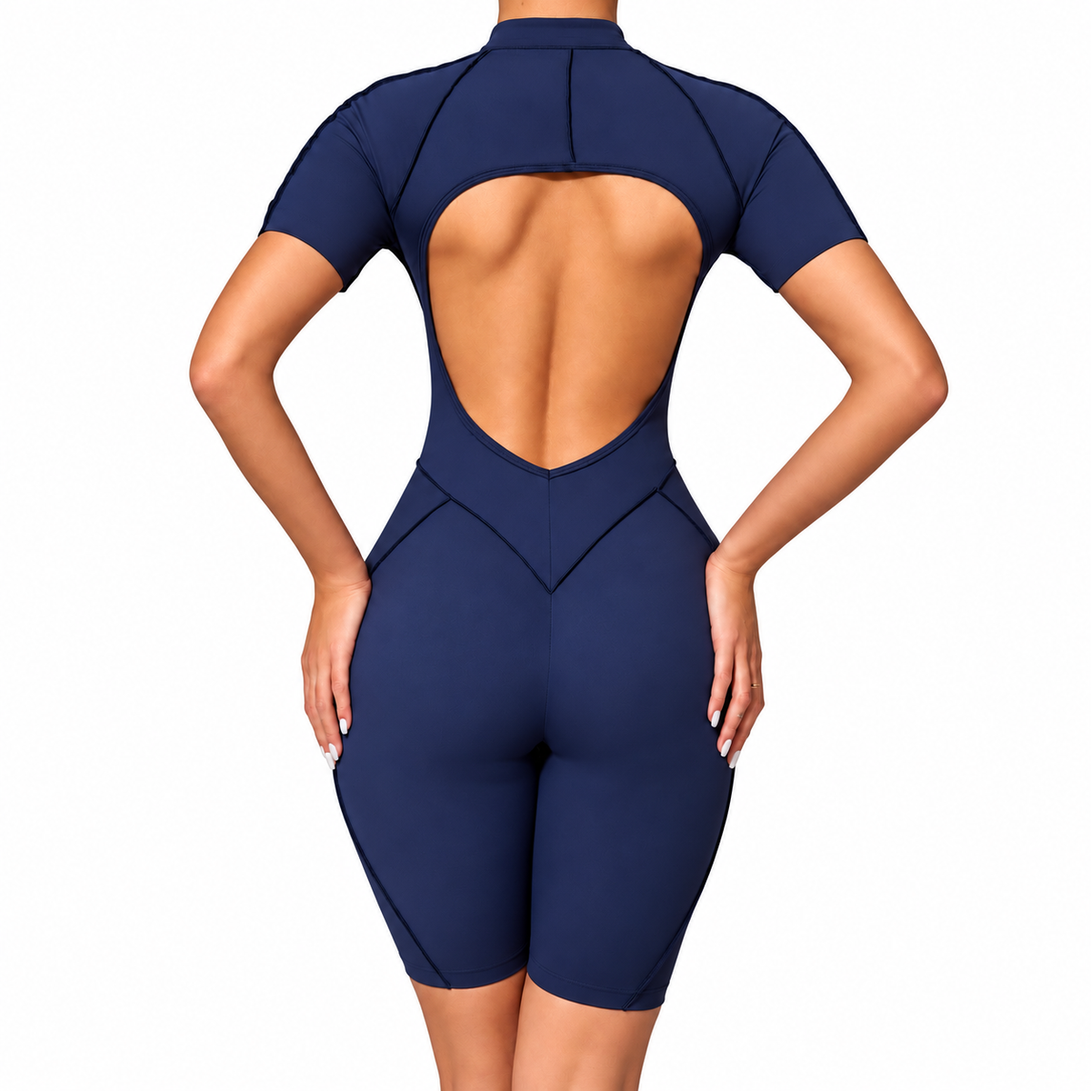 Backless Zip-Up Fitness Jumpsuit