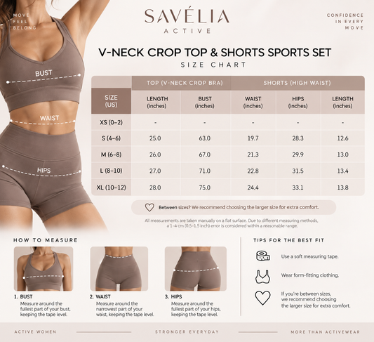 V-Neck Crop Top & Shorts Sports Set